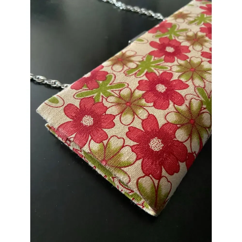 Spring Floral Clutch Purse w/Chain Strap
